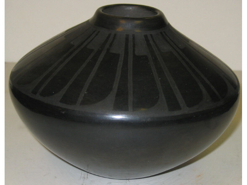 Appraisal: HELEN GUTIERREZ - San Ildefonso Blackware bowl with feather design