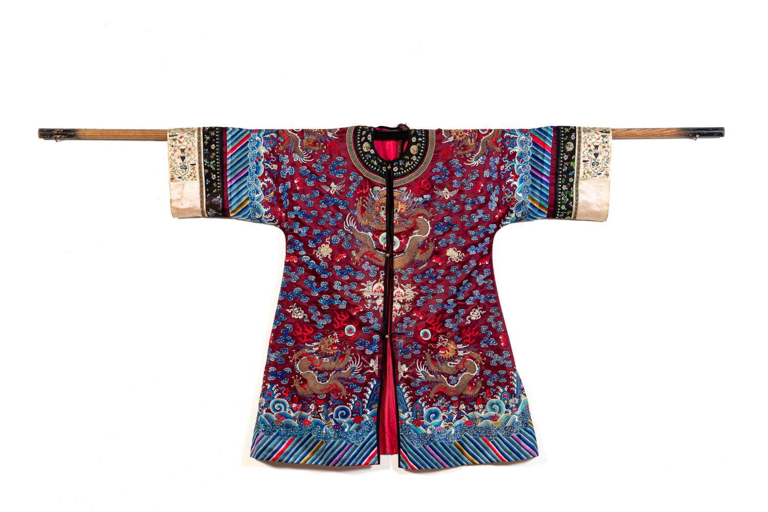 Appraisal: CHINESE JI FU EMBROIDERED SILK ROBE Chinese Ji Fu embroidered