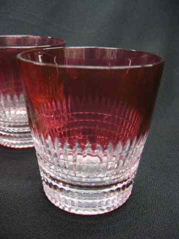 Appraisal: Cranberry Cut-to-Clear Tumblers ray cut '' excellent