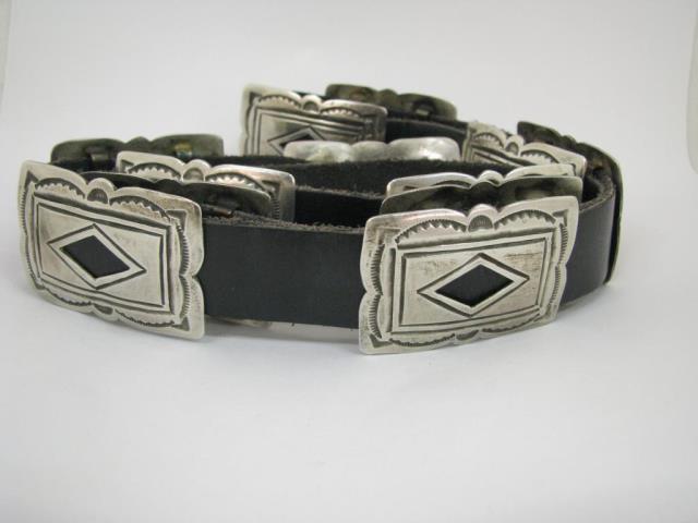 Appraisal: Vintage Navajo sterling concho belt long with stamped conchos plus