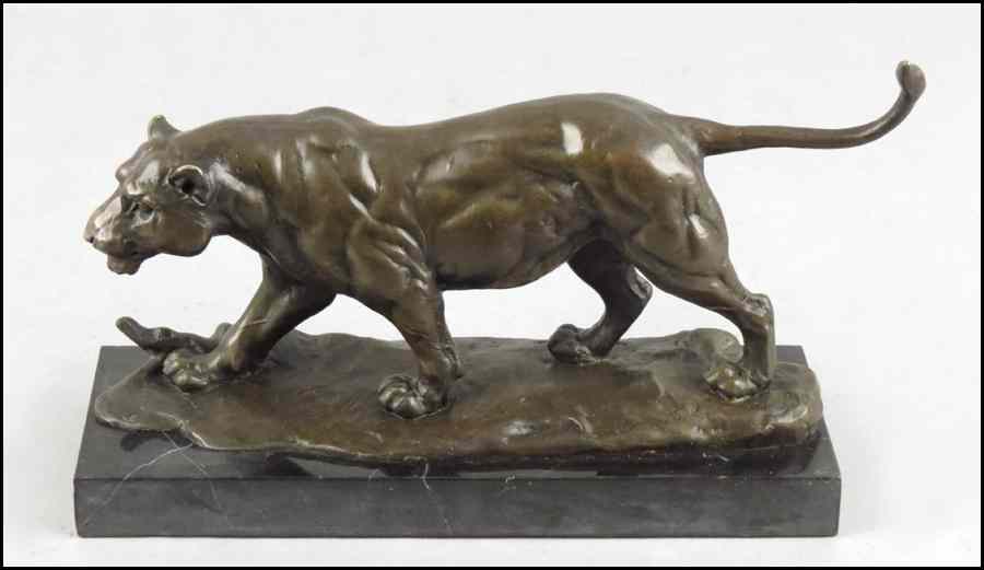 Appraisal: PATINATED BRONZE FIGURE OF A TIGER Unsigned raised on a