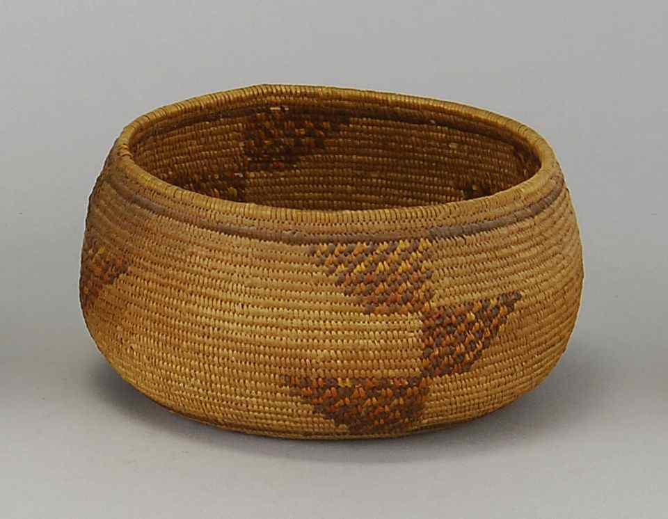 Appraisal: CALIFORNIA INDIAN BASKETCirca Possibly Maidu In ovoid form with geometric