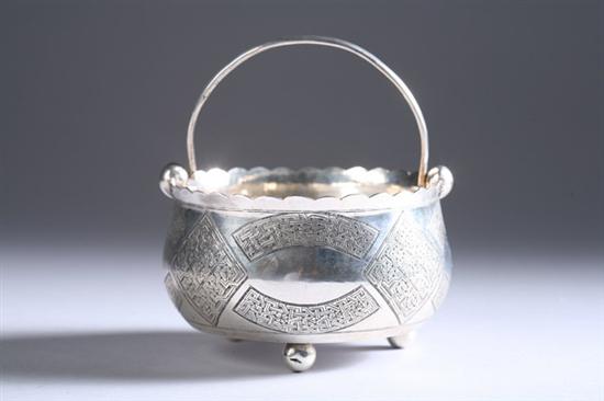 Appraisal: OTTOMAN SILVER SUGAR BASKET With chased design - in diam