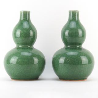 Appraisal: Pair of Large th Century Chinese Double Gourd Vases Pair