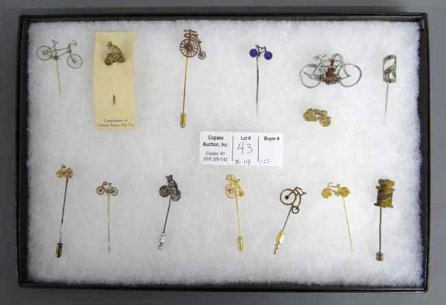 Appraisal: Collection of bicycle related stick pins and lapel pins Some