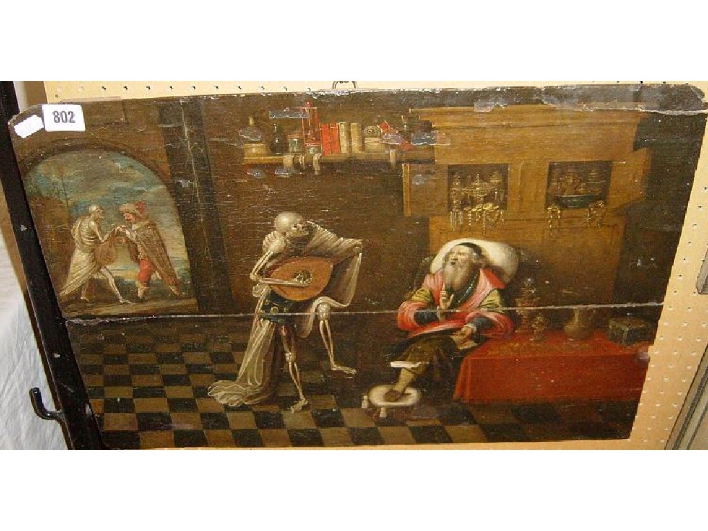 Appraisal: An th century continental oil painting on wooden panel possibly