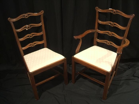 Appraisal: SIX CHIPPENDALE STYLE MAHOGANY DINING CHAIRS Two armchairs and four