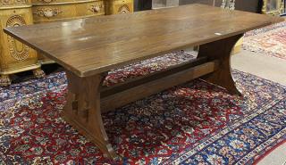 Appraisal: Arts and Crafts style oak trestle table Arts and Crafts