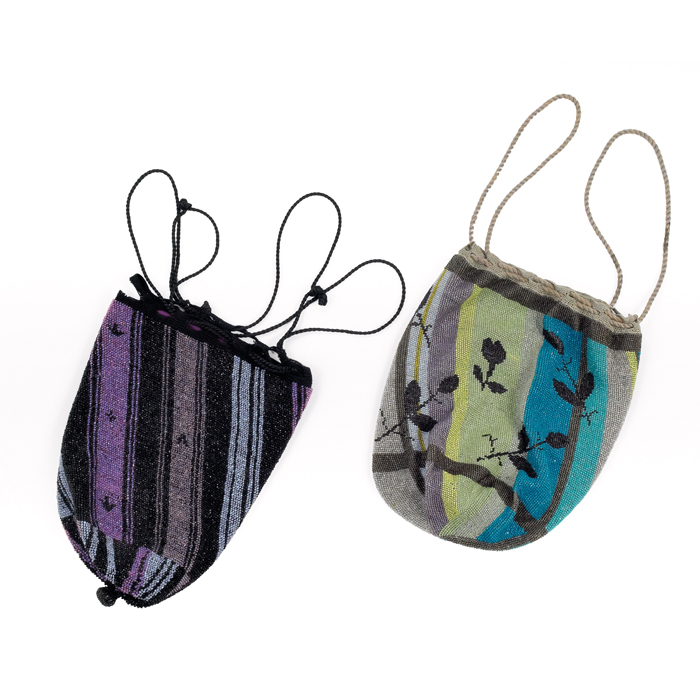 Appraisal: Wiener Werkst tte purses two colorful beaded purses with geometric