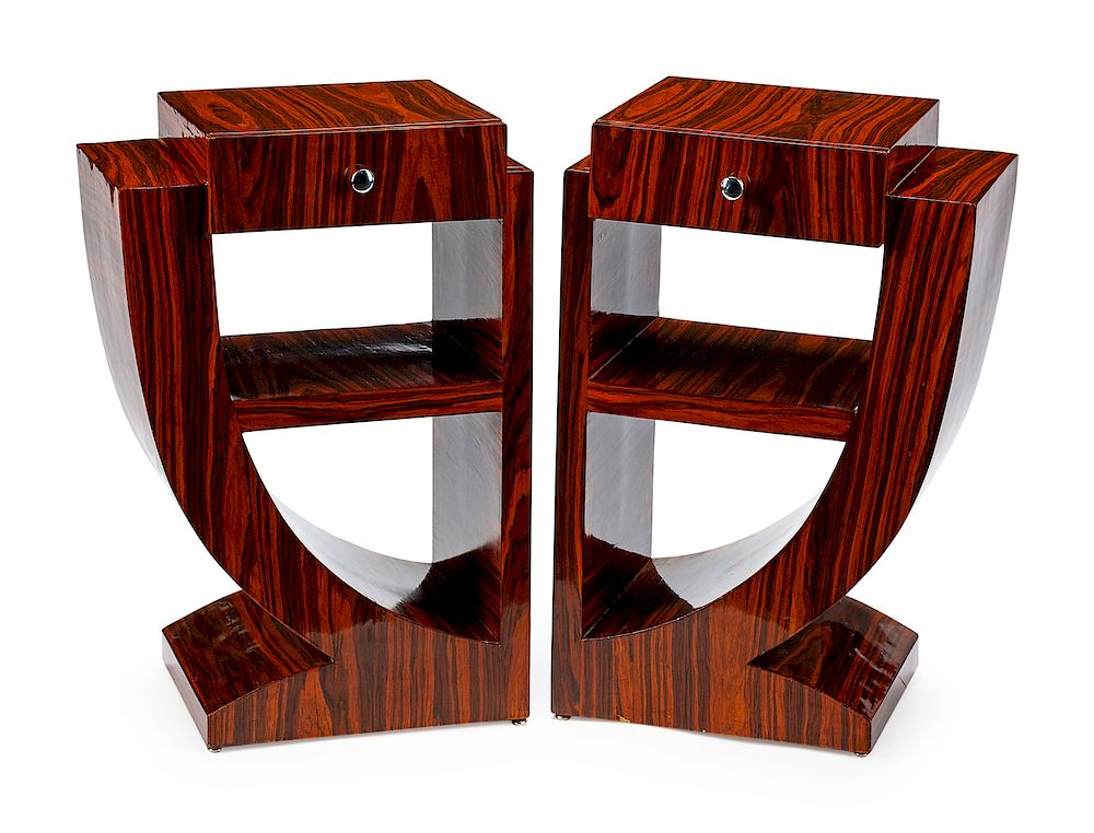 Appraisal: A Pair of Art Deco Style Rosewood Nightstands A Pair