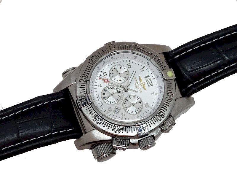 Appraisal: Breitling Stainless Steel Leather Strap Mens Watch Breitling Stainless Steel