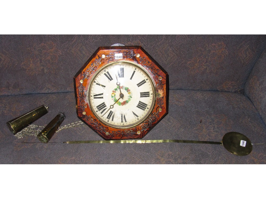 Appraisal: Octagonal wall clock with brass weights and pendulum