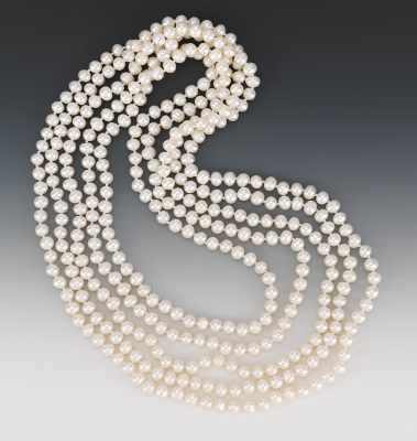 Appraisal: A Long Strand of Freshwater Cultured Pearls An attractive inch