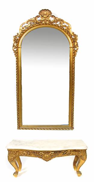 Appraisal: A giltwood mirror and low table height of mirror ft