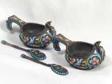 Appraisal: Russian Interest A fine pair of shaded enamel and silver