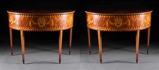 Appraisal: Pair of Alfonso Marina Regency style parquetry and marquetry inlaid