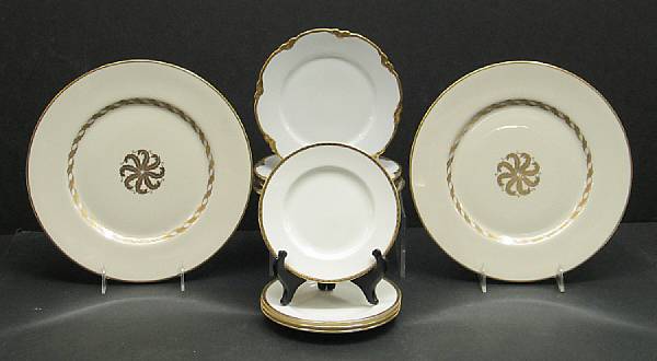 Appraisal: An assembled grouping of porcelain Comprising Minton gilt rimmed bone