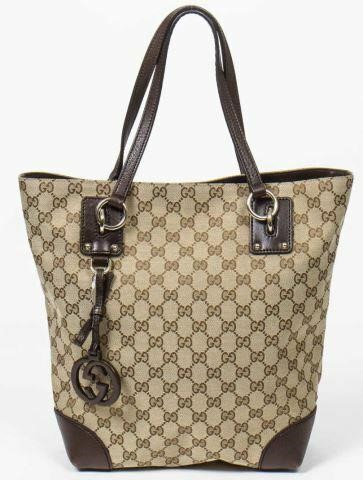 Appraisal: Gucci Charm tote bag in GG monogram canvas with gold-tone