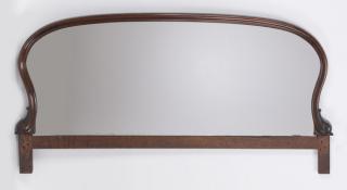 Appraisal: Early th c walnut overmantel mirror w Carved walnut overmantel