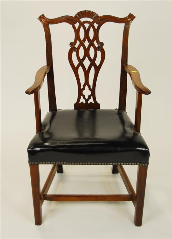 Appraisal: CHIPPENDALE CARVED MAHOGANY ARMCHAIR