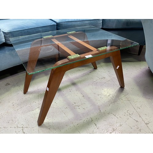 Appraisal: Mid century design coffee table with glass top approx cm