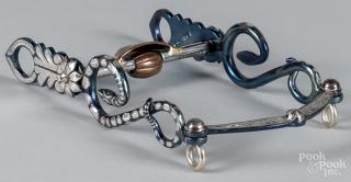 Appraisal: Eduardo Garcia fancy steel bit and spurs set allover blued