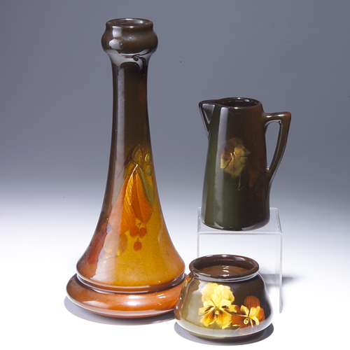 Appraisal: Three OWENS pieces to include a squat vessel and pitcher