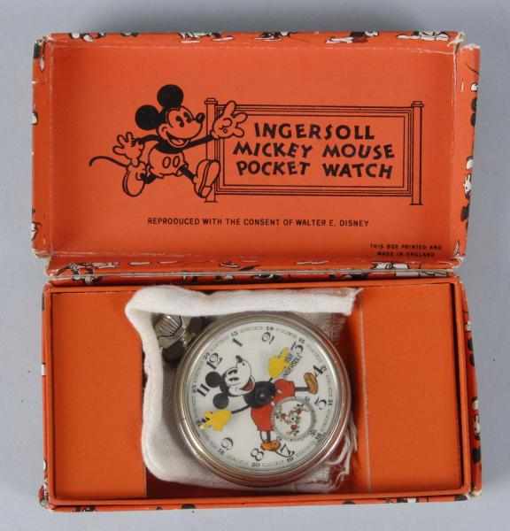 Appraisal: Ingersoll Walt Disney Mickey Mouse Pocket Watch Description Scarce watch