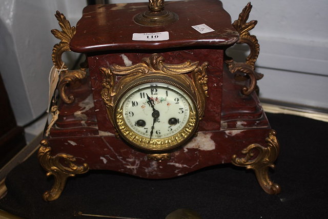 Appraisal: A TH CENTURY MARBLE MANTEL CLOCK marked Japy Freres mark