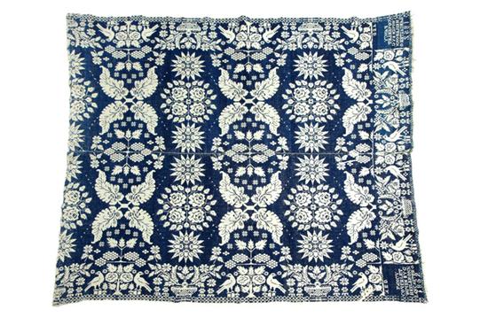 Appraisal: OHIO JACQUARD COVERLET George Heilbronn Lancaster Fairfield County wool and