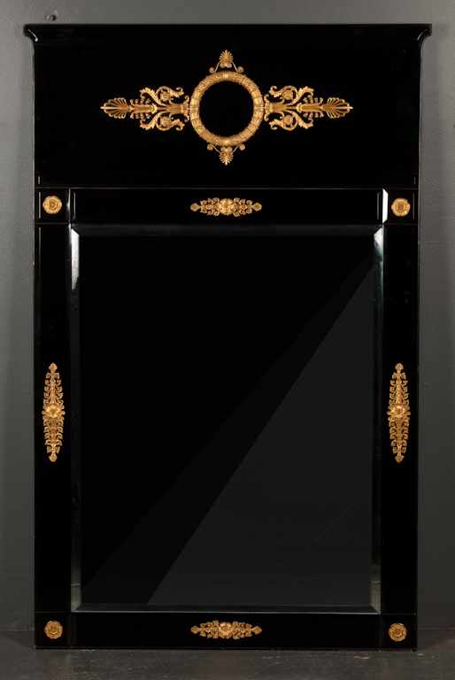 Appraisal: French Empire style gilt-metal mounted black lacquered wood and beveled