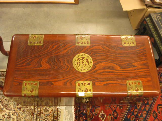 Appraisal: Oriental Chest zebra wood teak brass trim x