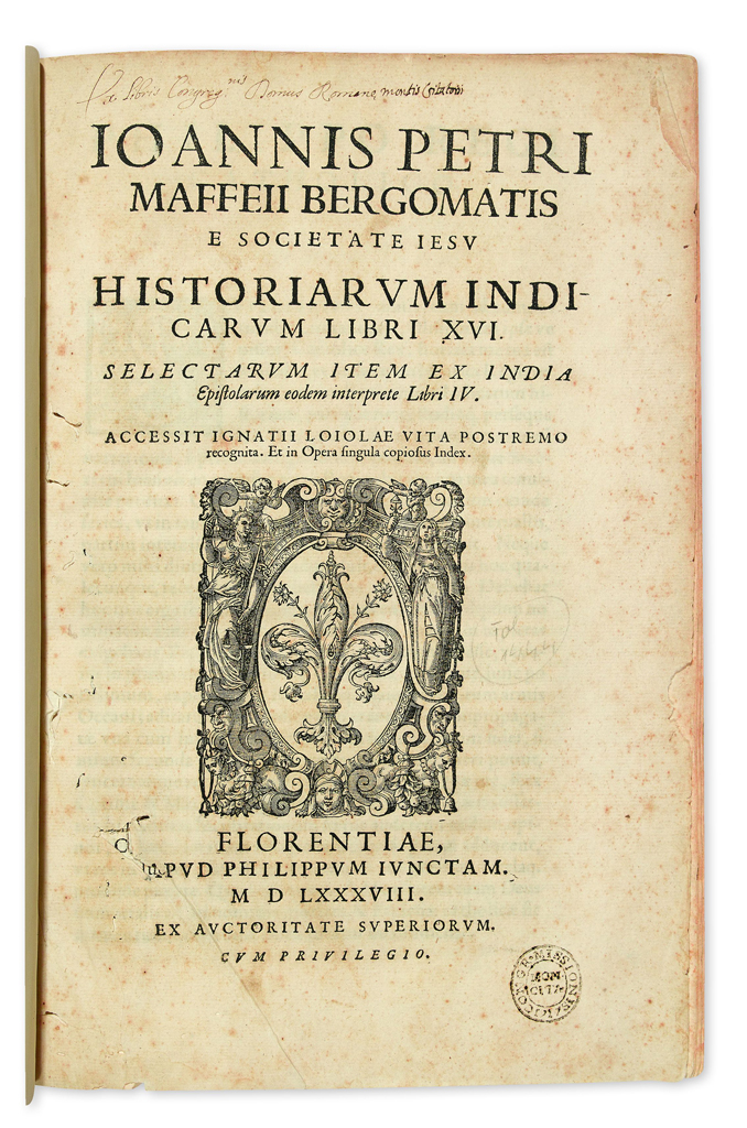 Appraisal: JESUITS Maffei Giovanni Pietro Historiarum Indicarum Libri XVI blank pages