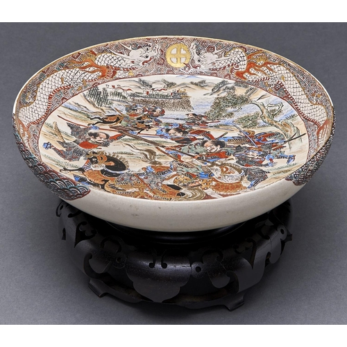 Appraisal: A Japanese Satsuma bowl Meiji period decorated with a battle