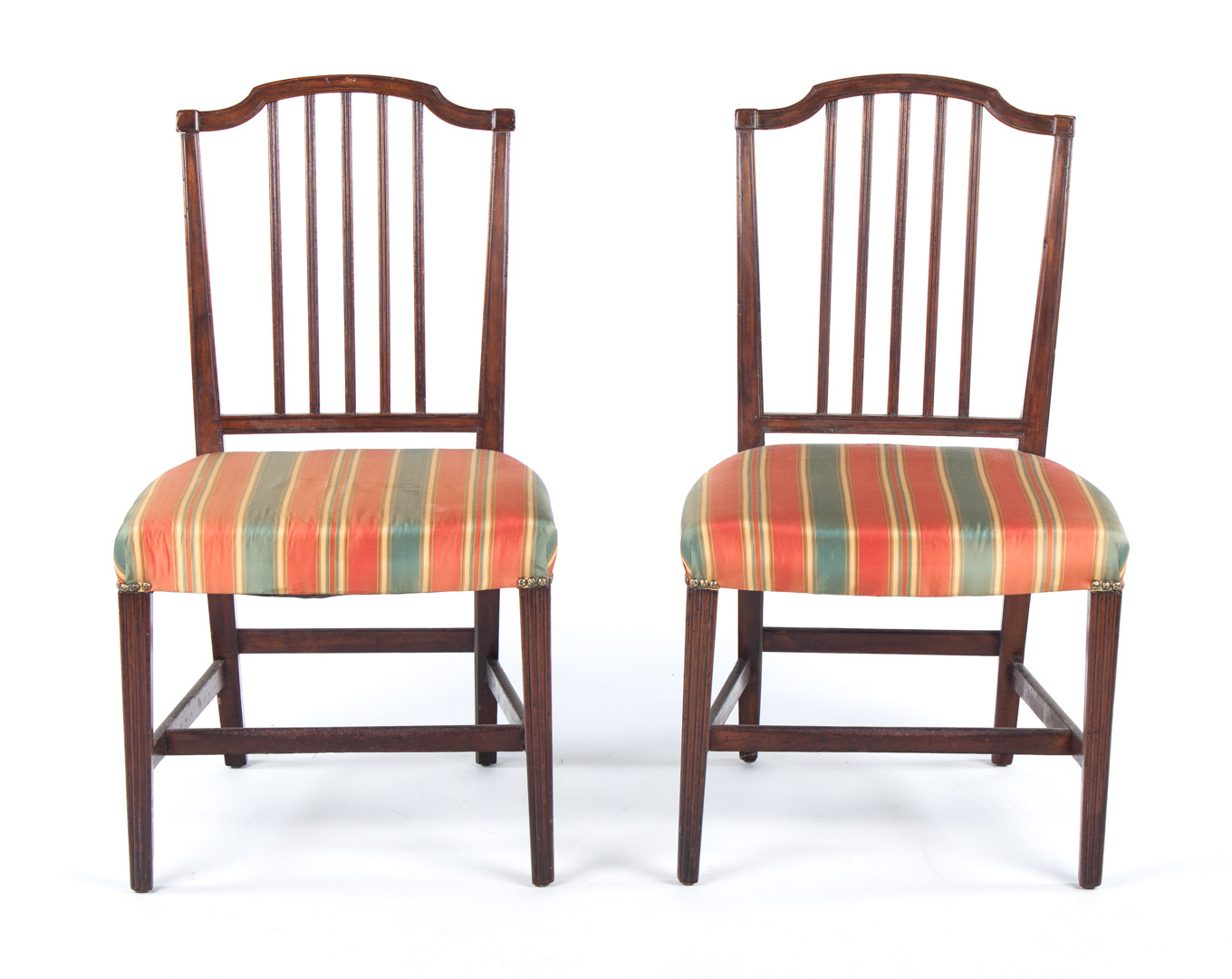 Appraisal: Pair of Regency mahogany side chairs circa reeded splats and