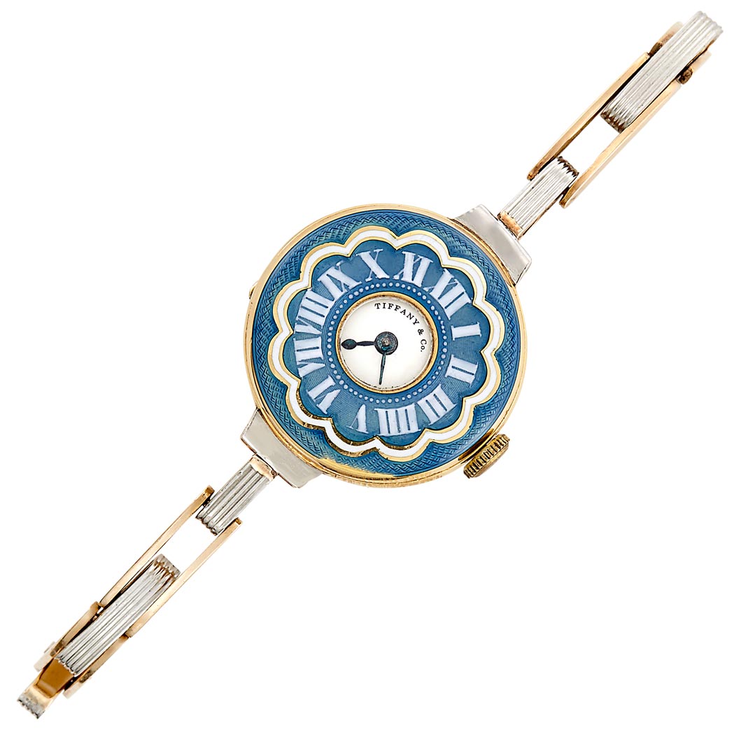 Appraisal: Antique Gold Platinum and Enamel Wristwatch Tiffany Co kt mechanical