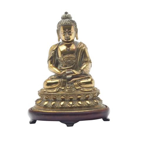 Appraisal: Gilt Bronze Figure of Buddha Shakyamuni Tibeto-Chinese th Century With