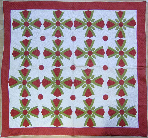 Appraisal: Applique grandmother's tulip quilt late th c x