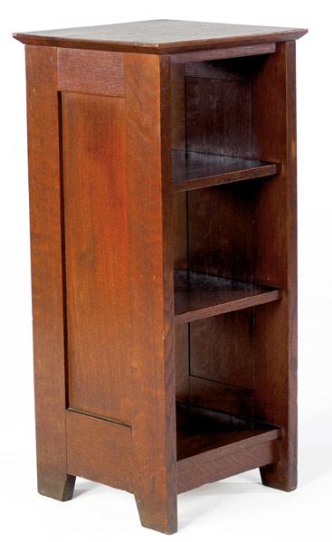 Appraisal: GUSTAV STICKLEY Early magazine rack no with paneled sides and