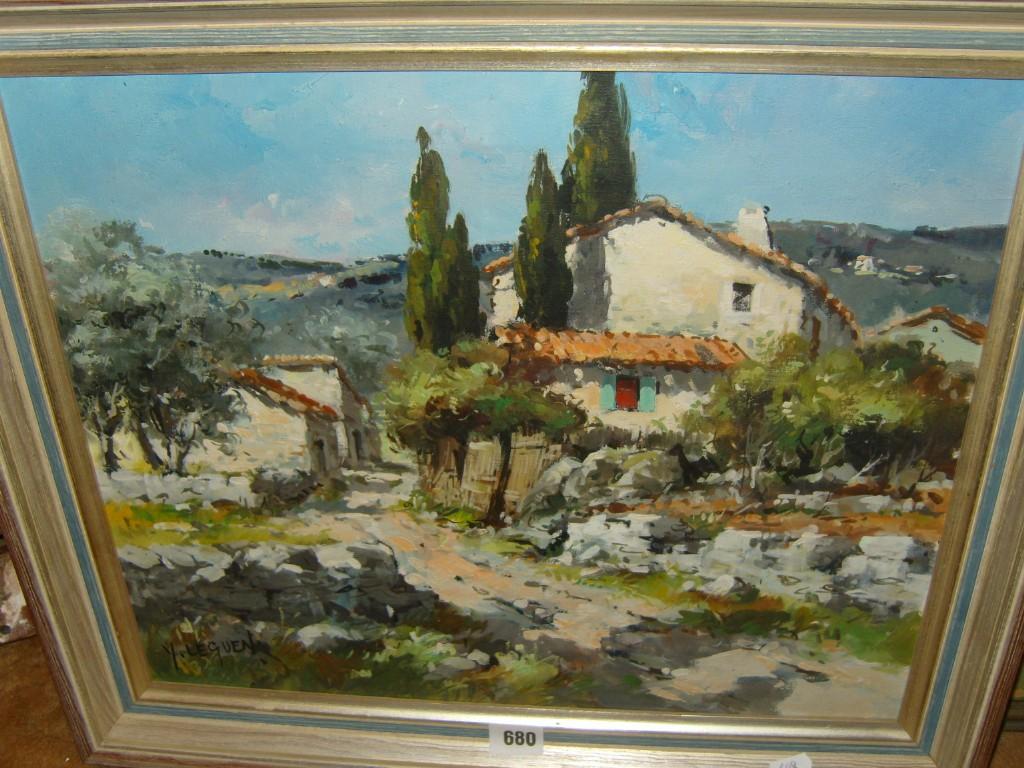 Appraisal: An oil painting on canvas of a continental landscape probably