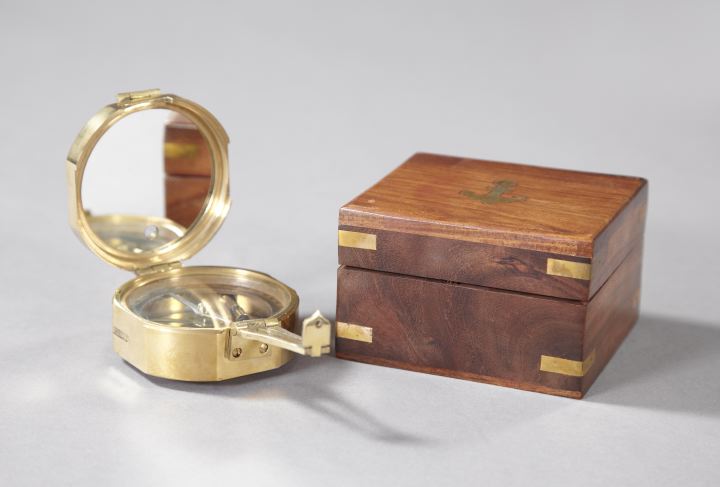 Appraisal: Fine Cased Stanley London Brass Natural Sine Compass the walnut