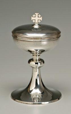 Appraisal: Sterling ciborium lidded chalice with gilt interior lid with cross