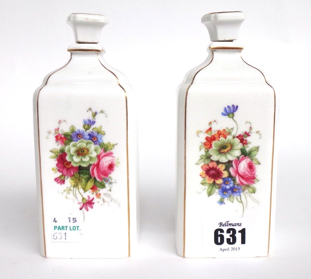 Appraisal: A pair of English porcelain scent bottles and stoppers early