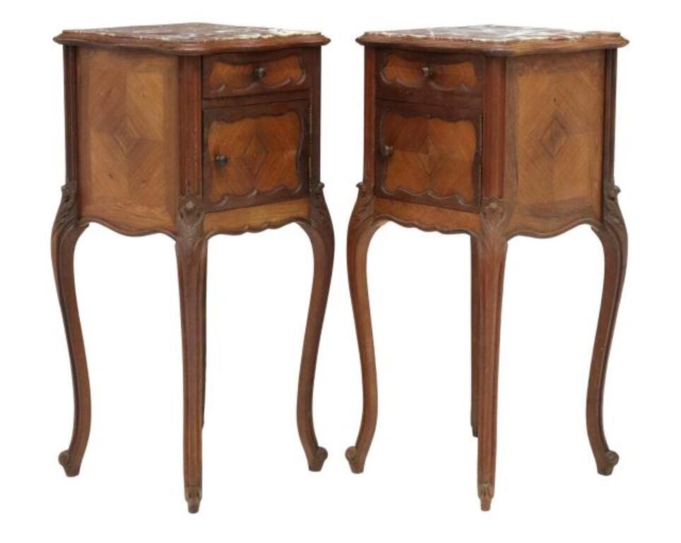 Appraisal: French Louis XV style nightstands early th c shaped inset