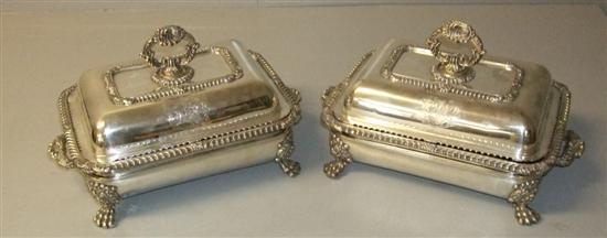 Appraisal: Pair of th century silver plated entree dishes with liners