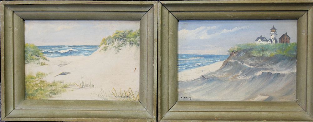 Appraisal: American School Coastal Paintings Signed American School Coastal Paintings Signed