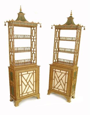 Appraisal: A pair of faux bamboo and lacquered chinoiserie cabinets each