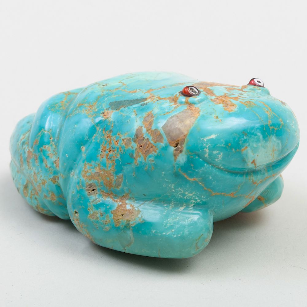 Appraisal: Large Zuni Turquoise Frog Fetish x x in Trading Post