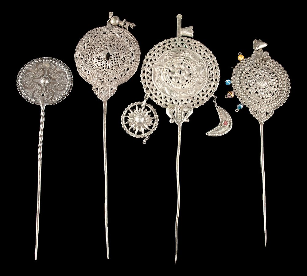 Appraisal: th C Spanish Colonial Silver Tupus group of South America