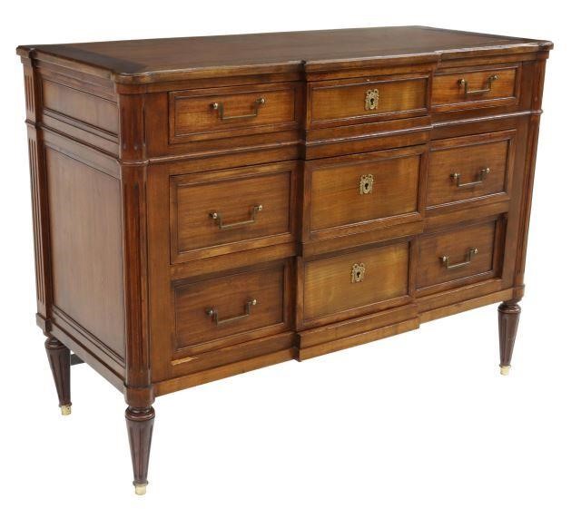 Appraisal: French Louis XVI style mahogany commode th c breakfront case